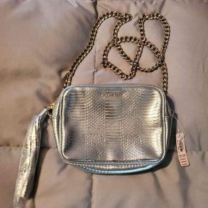 Brand New Victoria's Secret Silver Crossbody Bag With Gold Accents